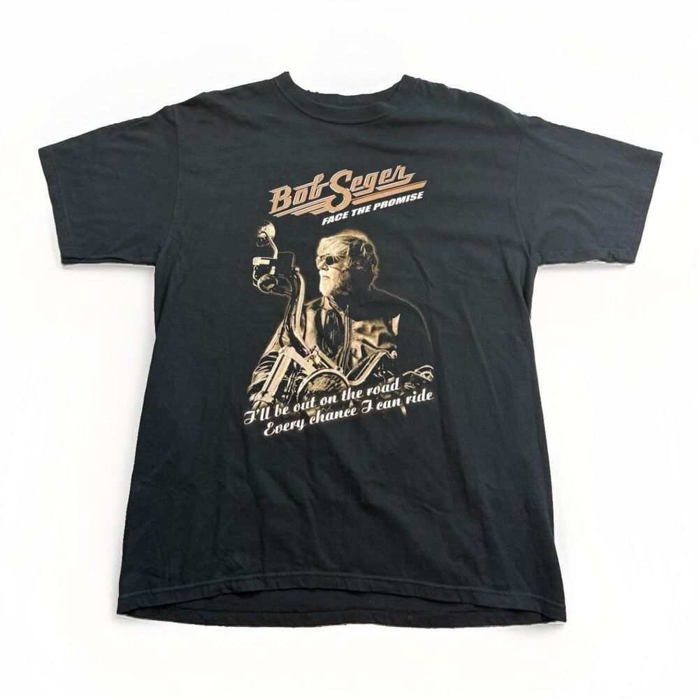 Bob Seger Face the Promise Tour Double-Sided Anvil Graphic Tee Men’s L‎ Black